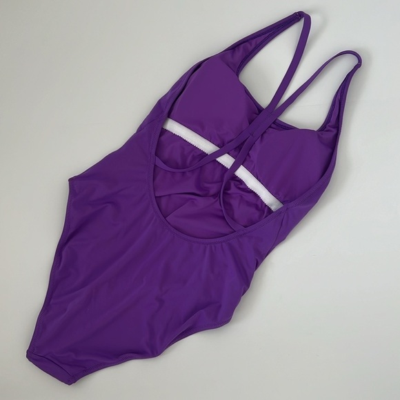 NWOT Purple One-Piece Criss Cross Back Swimsuit - Picture 8 of 8